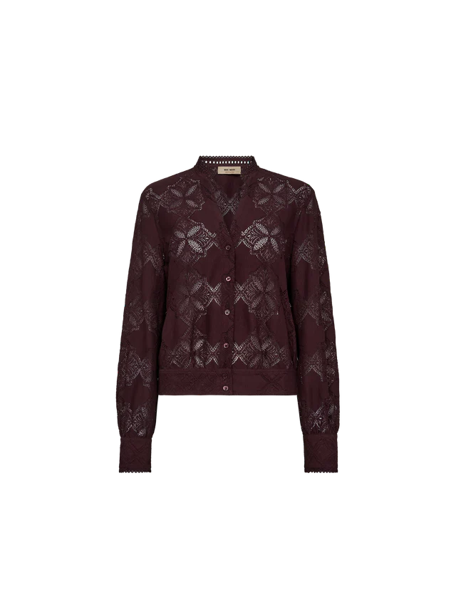 MOS MOSH BURGUNDY MMMONIA YEN LACE SHIRT 173470 225