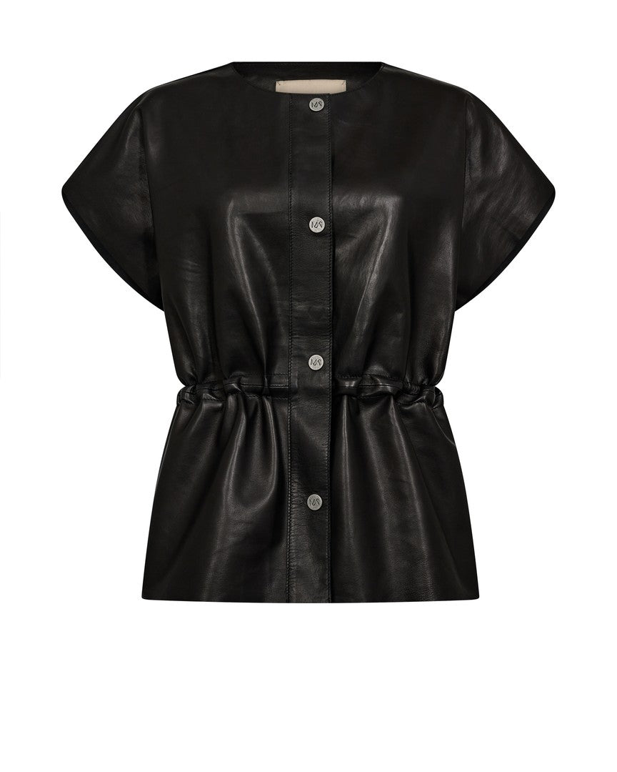 MOS MOSH BLACK MMAYLIN LEATHER WAISTCOAT 174370 225