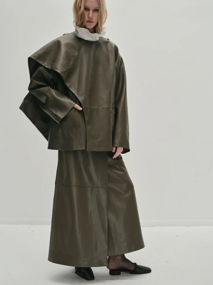 VIKTORIA CHAN ARAKI GREEN LEATHER SKIRT 225