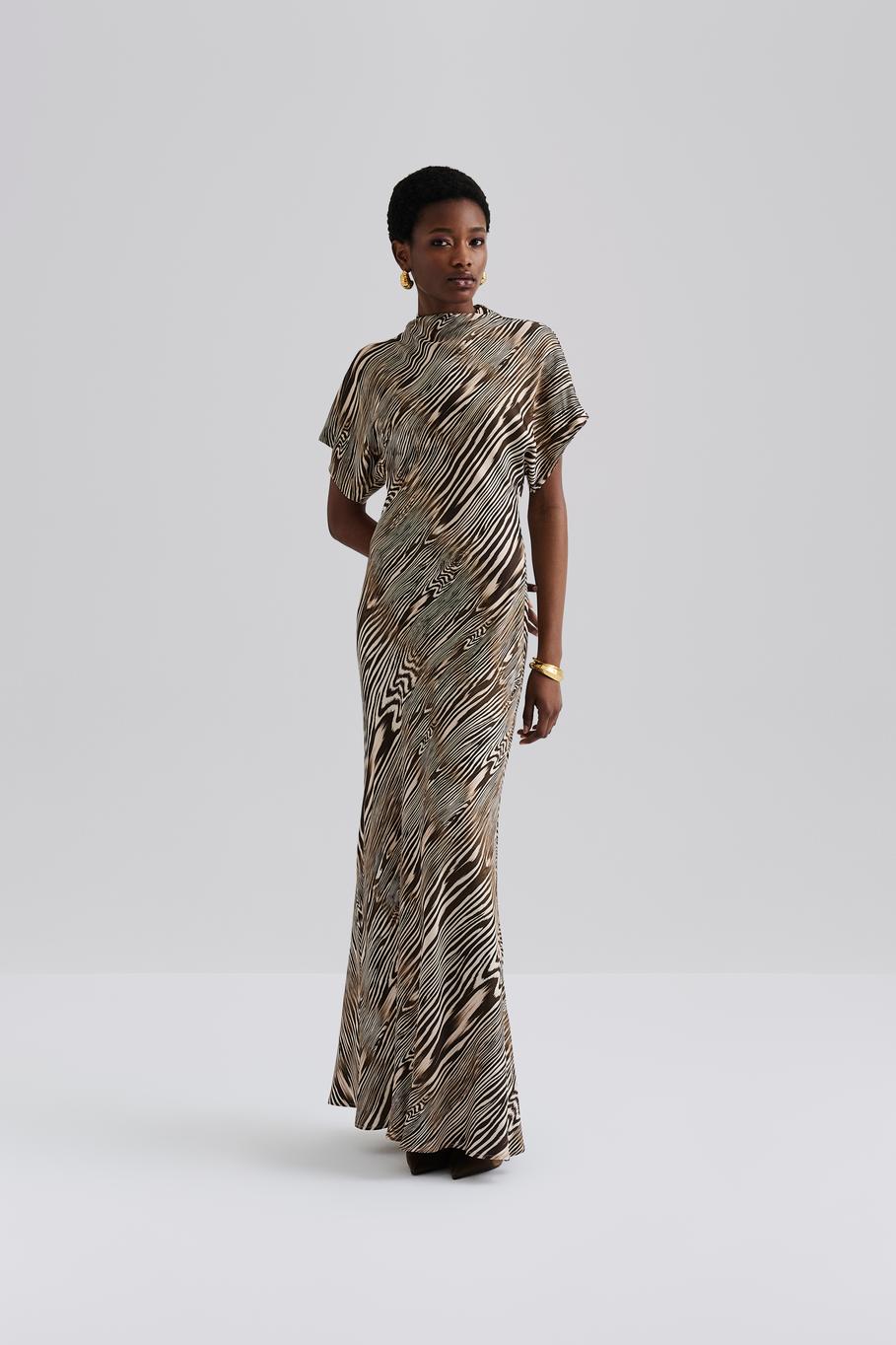MALINA OLIVIA LONG PRINTED DRESS 225