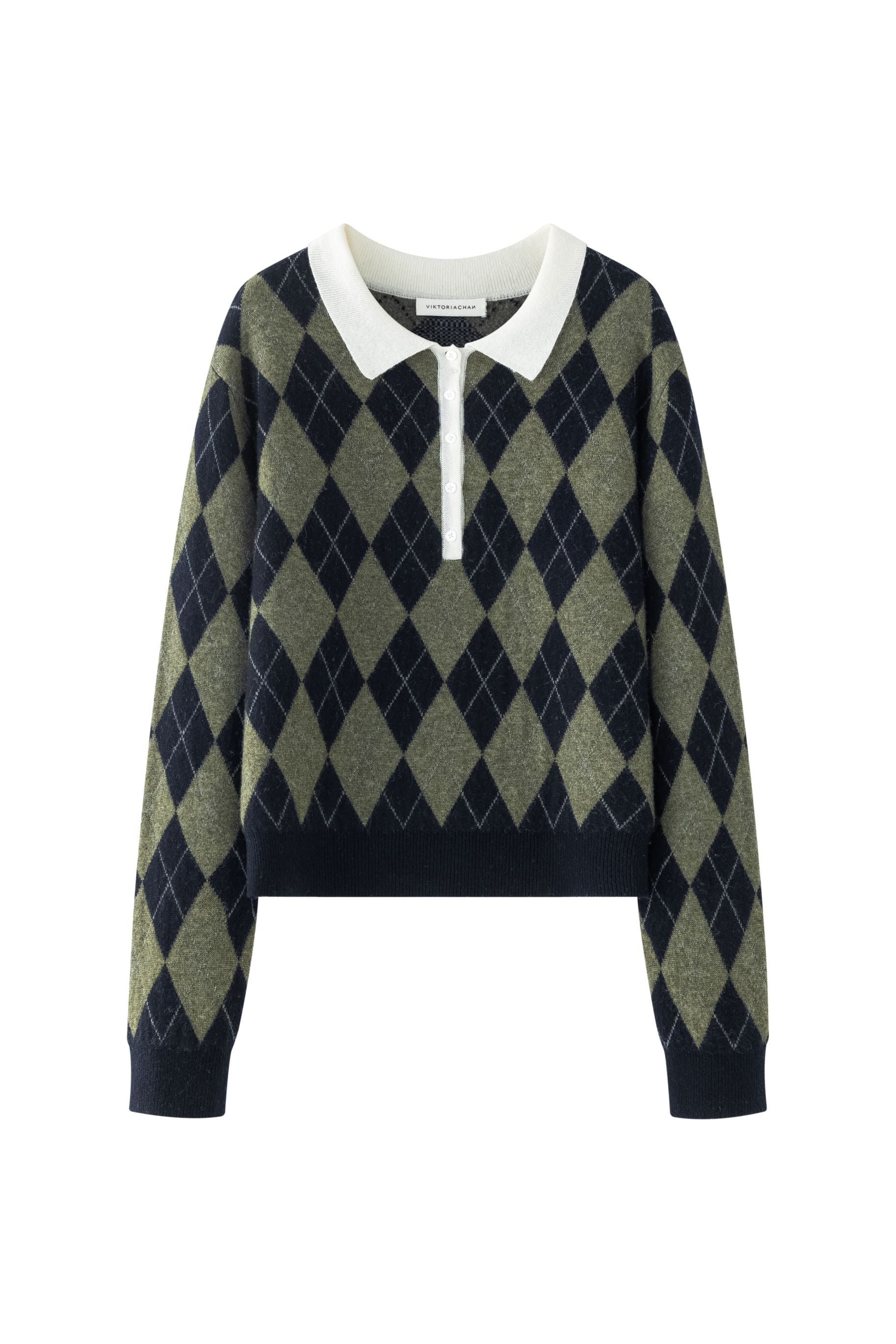 VIKTORIA CHAN ARAKI KHAKI CHECKED KNIT 225
