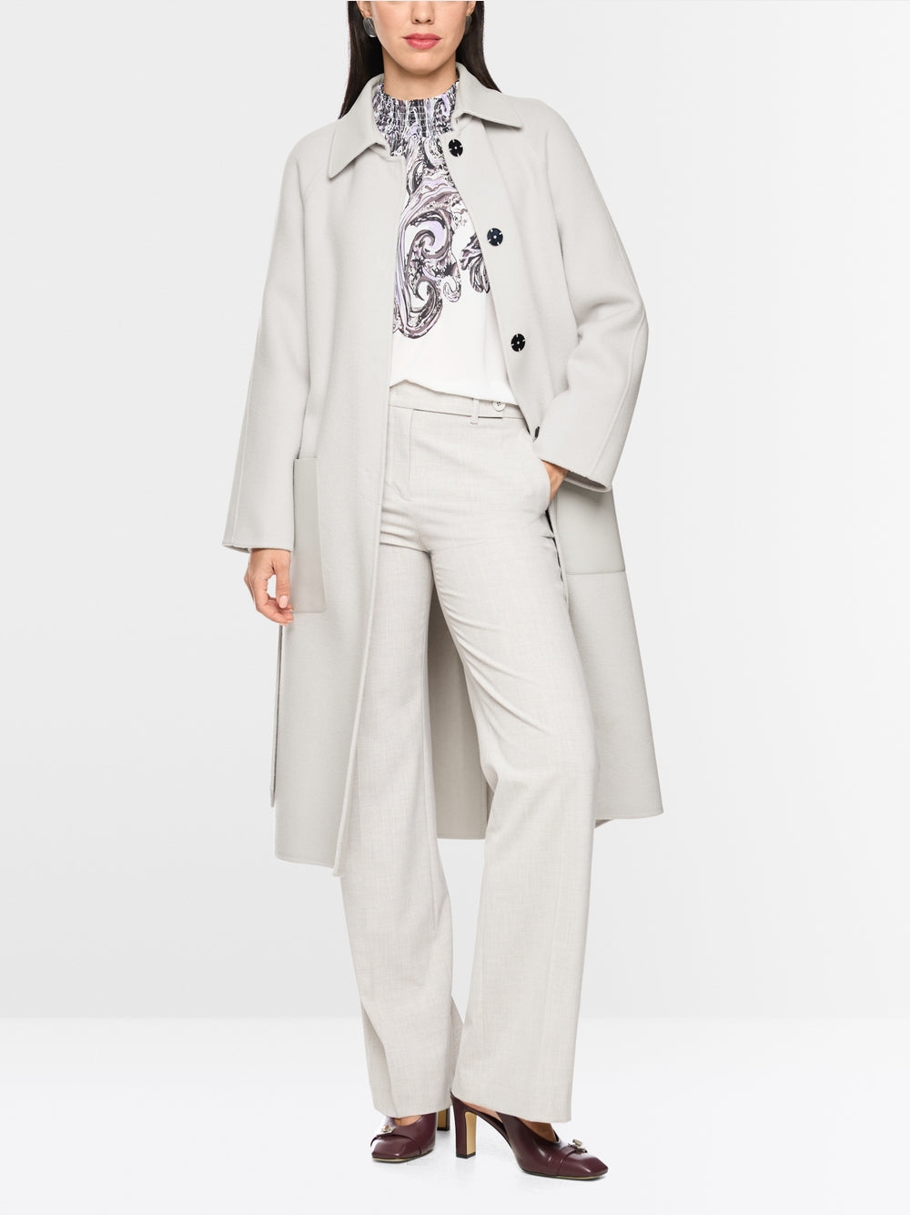 MARCCAIN SILVER BELTED WOOL COAT BC1106W33 812 226