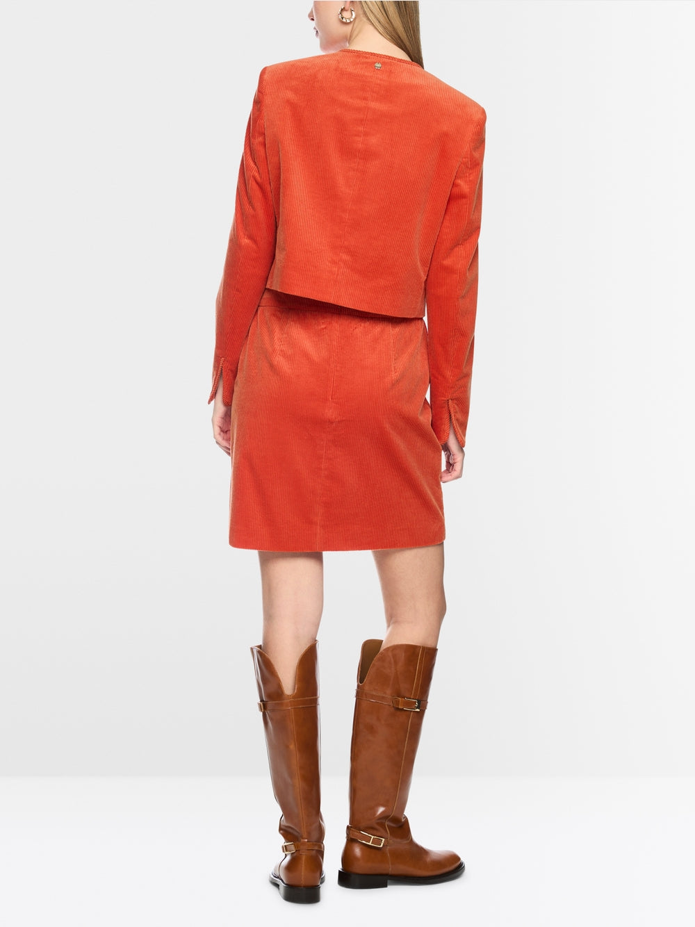 MARCCAIN ORANGE CORD CROPPED JACKET BC3118W02 484 226