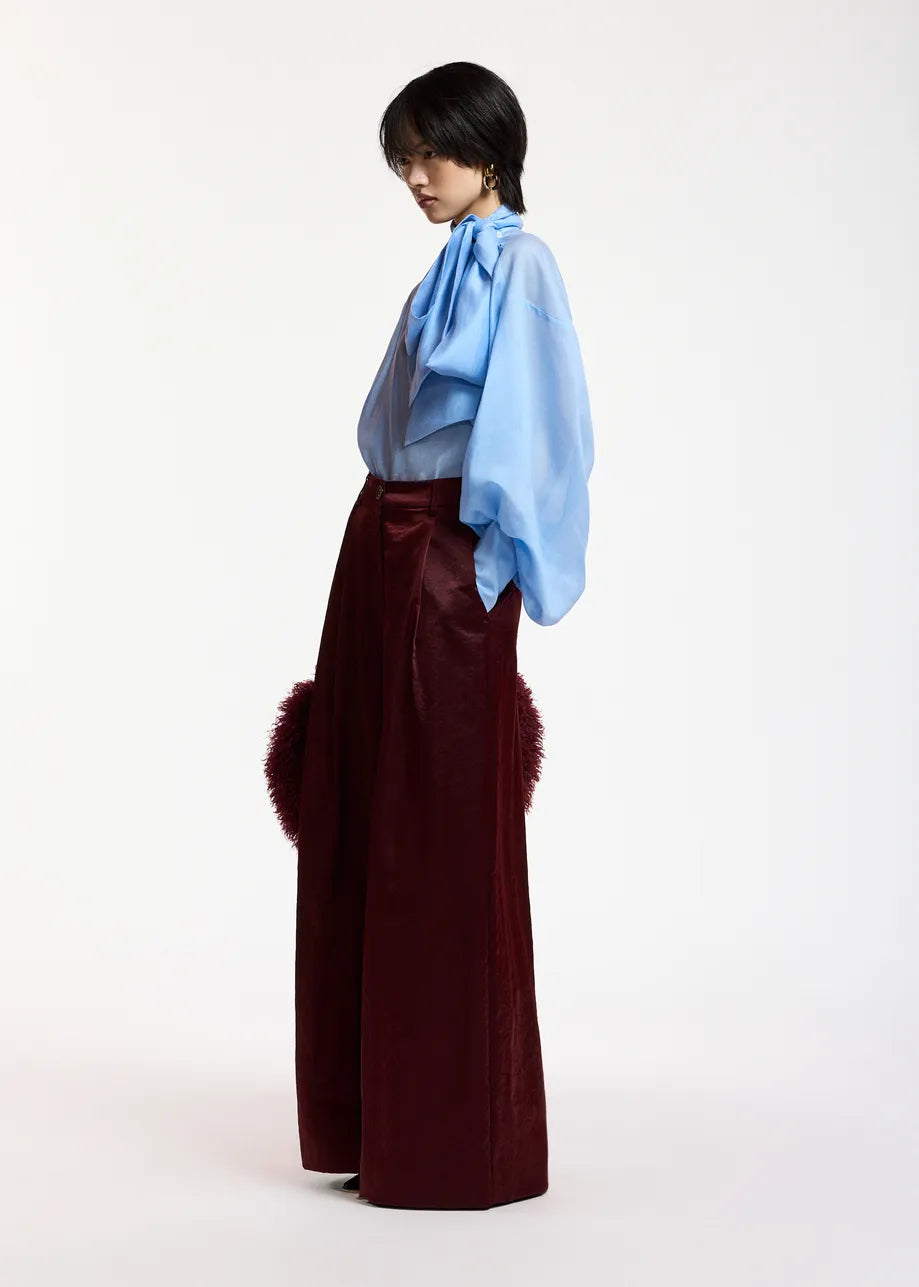 ESSENTIEL ANTWERP BLUE KARISMATIC PUSSY BOW TIE TOP 226