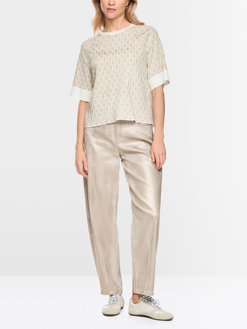 MARCCAIN BEIGE ROUND NECK TOP BS4122M06 182 226