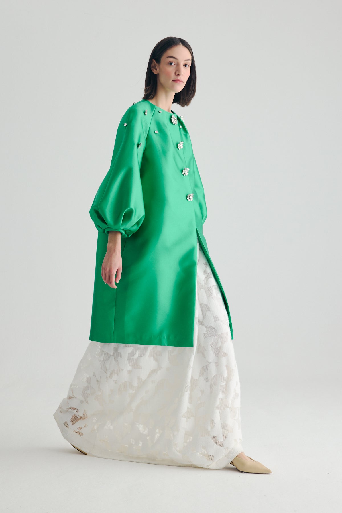 BIRELIN COUTURE GREEN JEWELED COAT 15-006 226