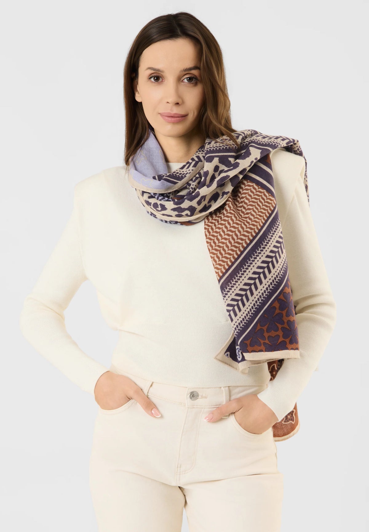codello lilac multi colour print scarf