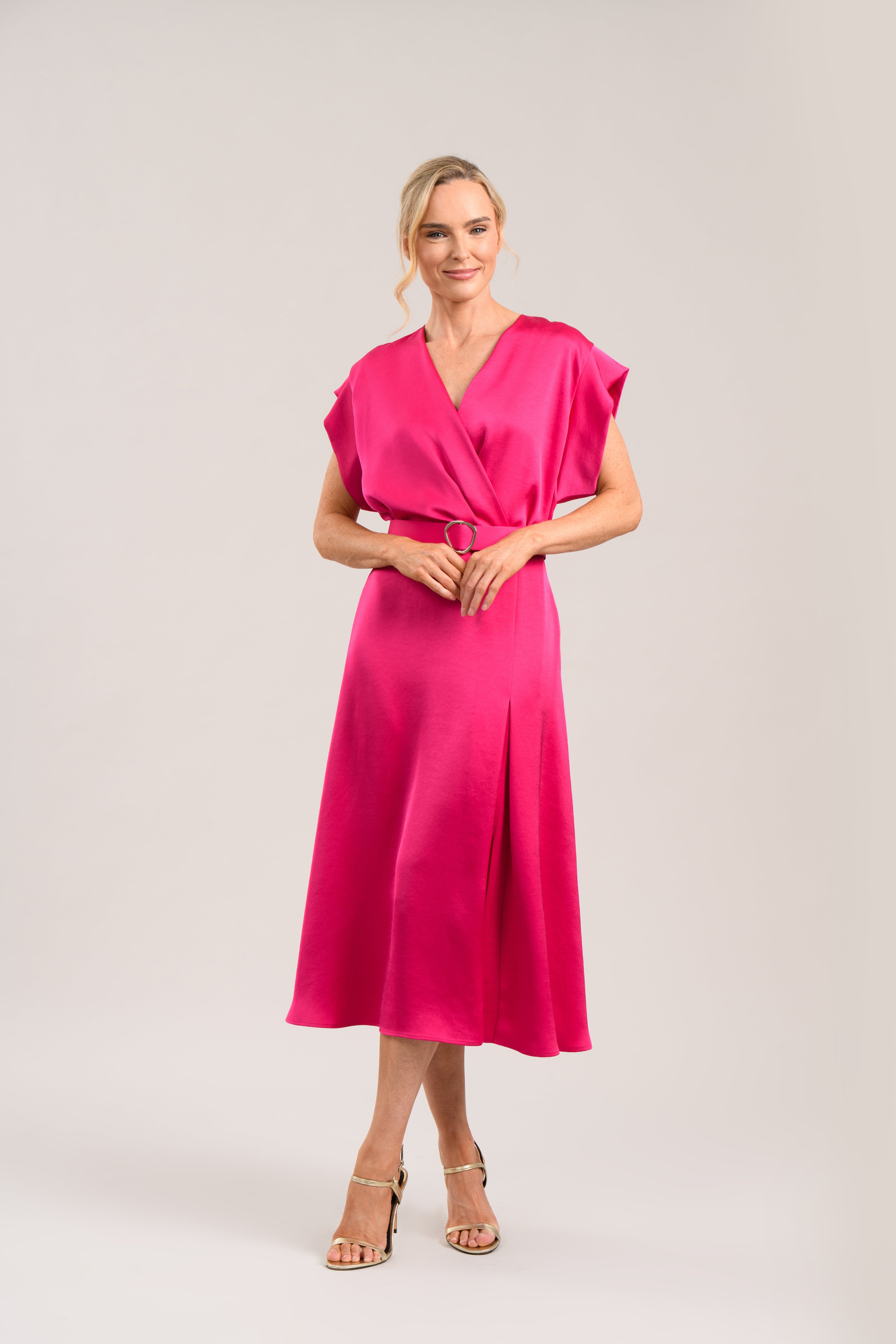 CAROLINE KILKENNY PINK WRAP DRESS CALM 126