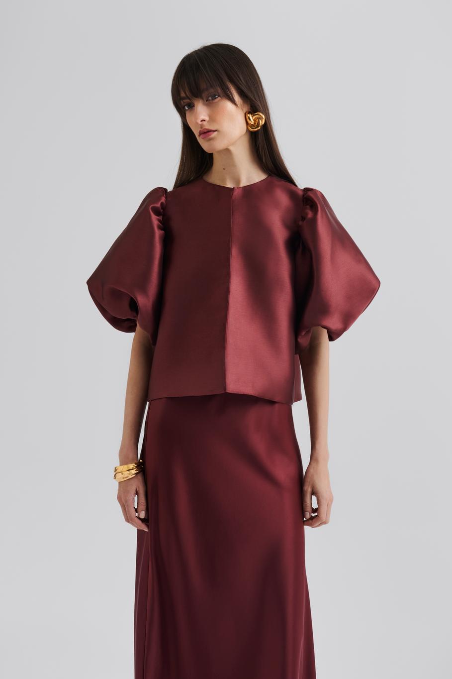 MALINA CLEO WINE PUFF SLEEVE BLOUSE 225