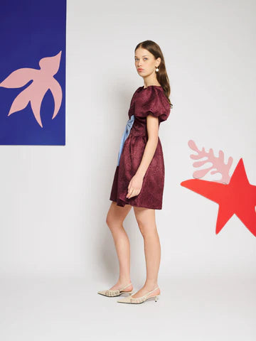 SISTER JANE WINE BORDEAUX BOW MINI DRESS DR2558BUR 226
