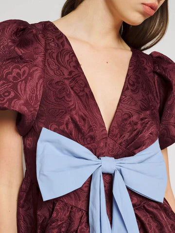 SISTER JANE WINE BORDEAUX BOW MINI DRESS DR2558BUR 226