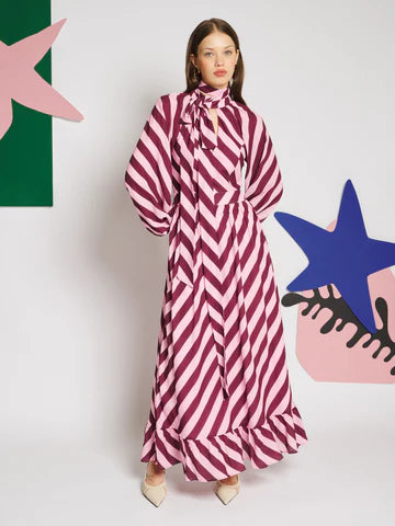SISTER JANE PINK MENTON STRIPE MAXI DRESS DR2563PNK 226