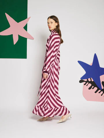 SISTER JANE PINK MENTON STRIPE MAXI DRESS DR2563PNK 226