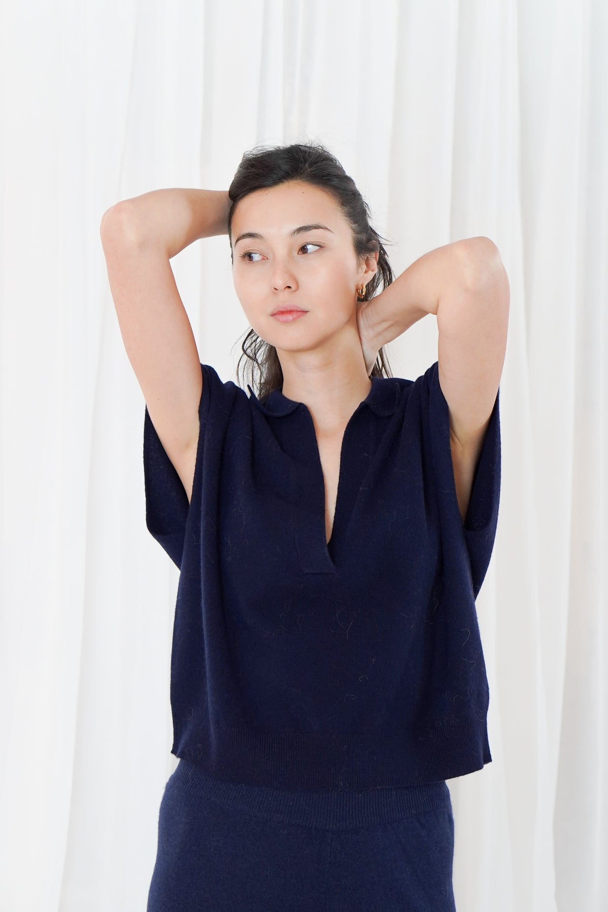 TWNS NAVY SLEEVELESS POLO-NECK SWEATER OKALOOSA 226