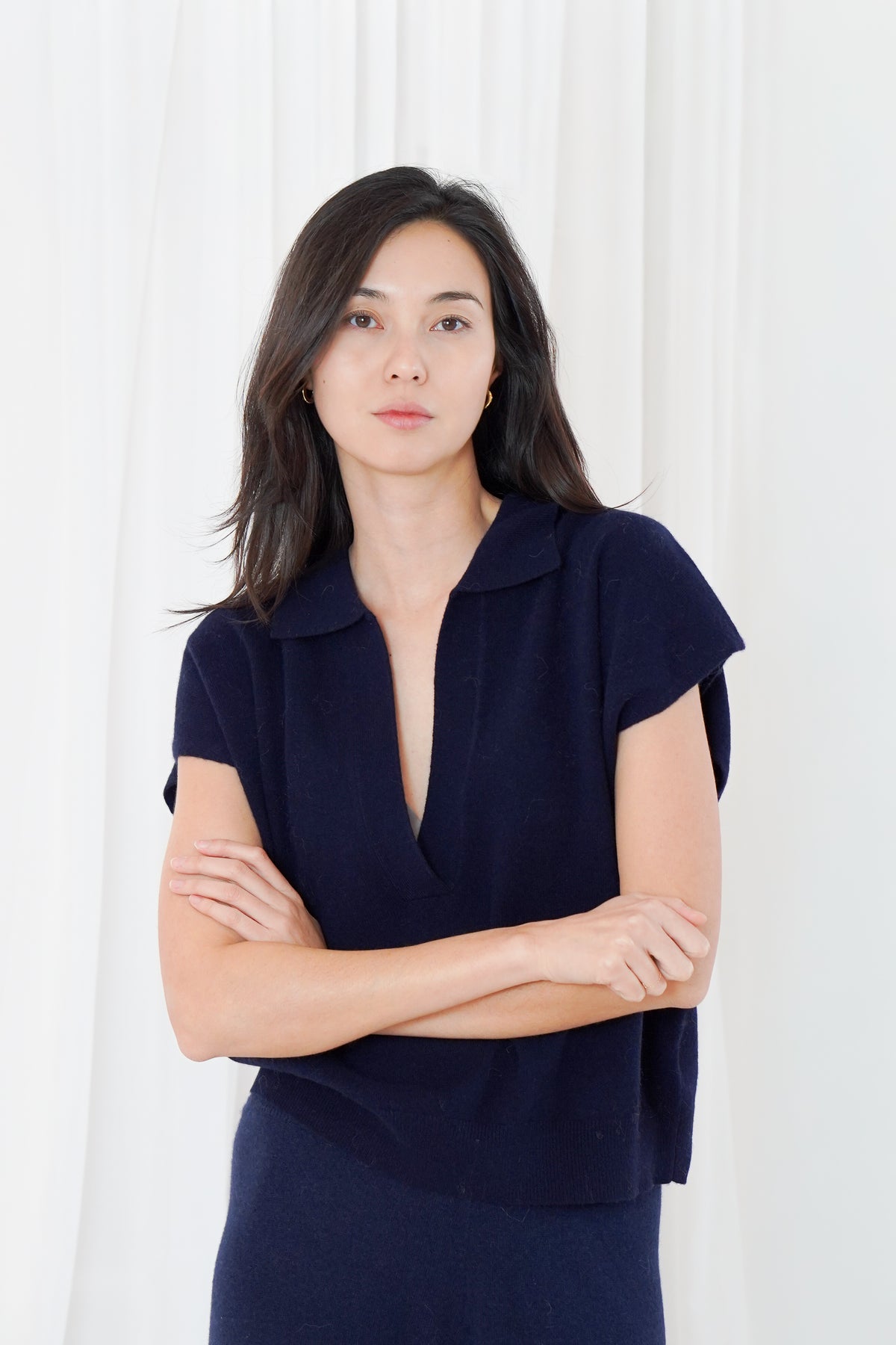 TWNS NAVY SLEEVELESS POLO-NECK SWEATER OKALOOSA 226