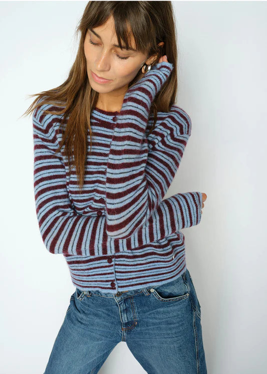 MOS MOSH MMMILVI STRIPE CARDIGAN WINE 183000 226