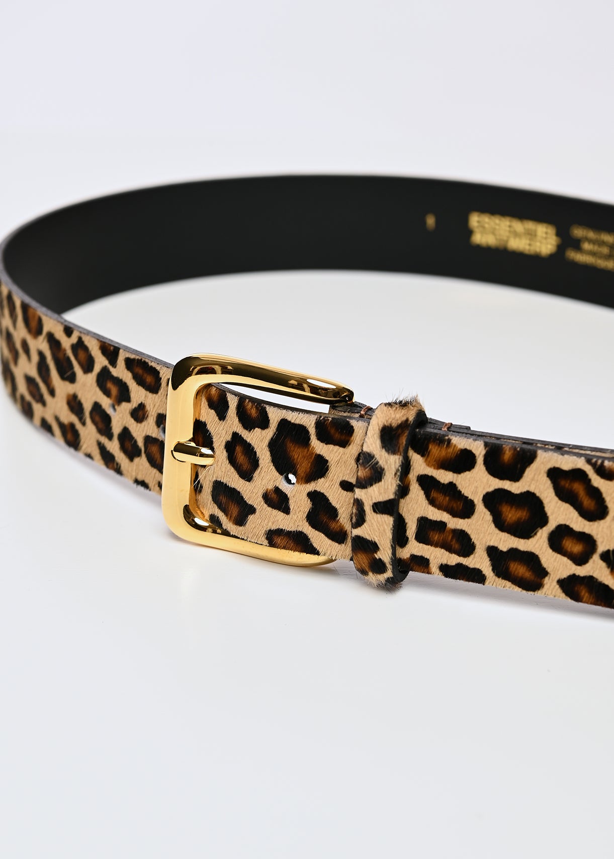 essentiel antwerp black kofee printed leather belt