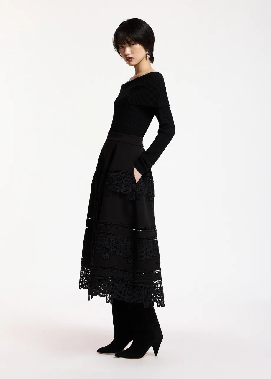 essentiel antwerp black kommon neoprene lace skirt