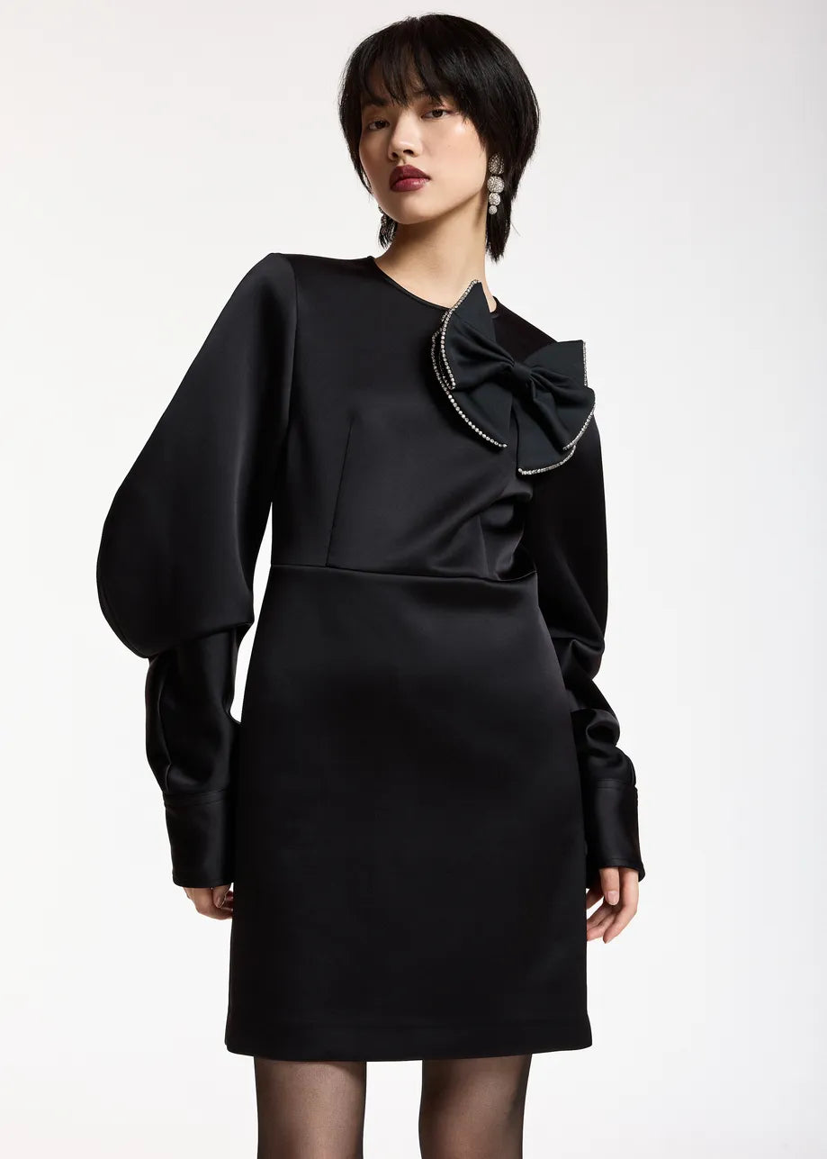 essentiel antwerp black kori banana sleeve minidress