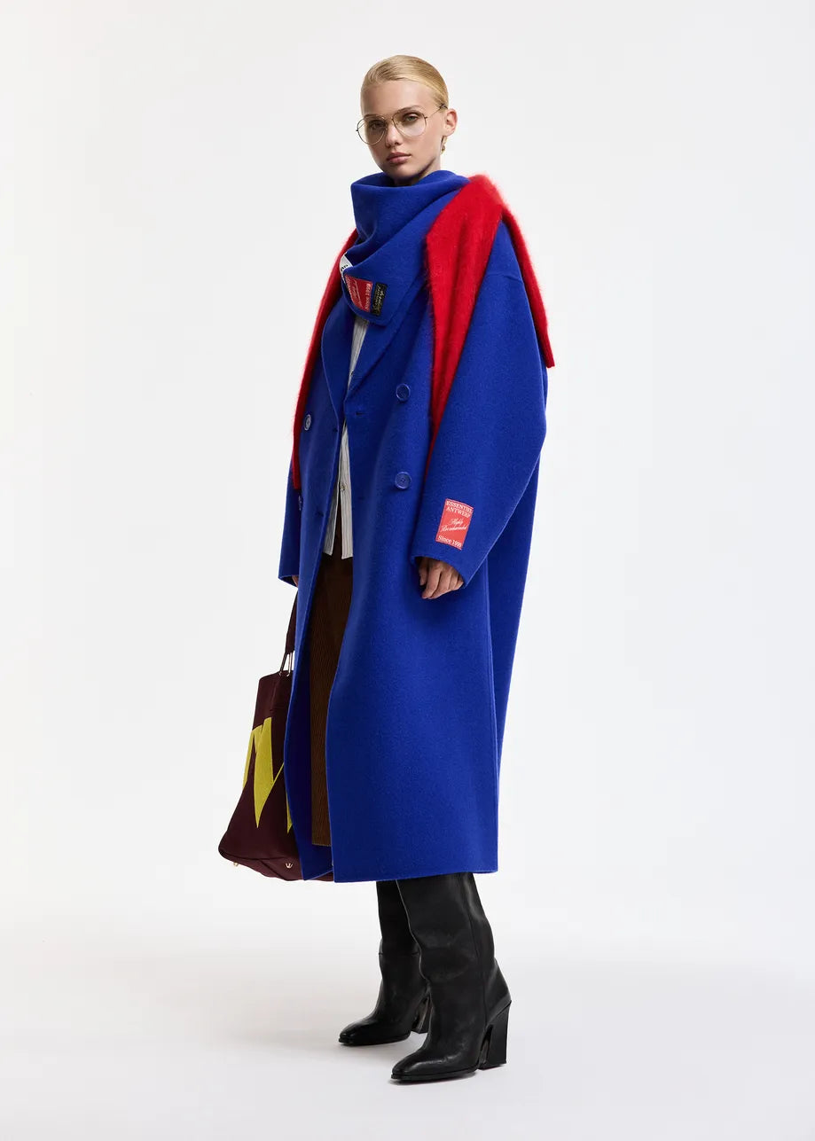 essentiel antwerp blue kelp double face coat