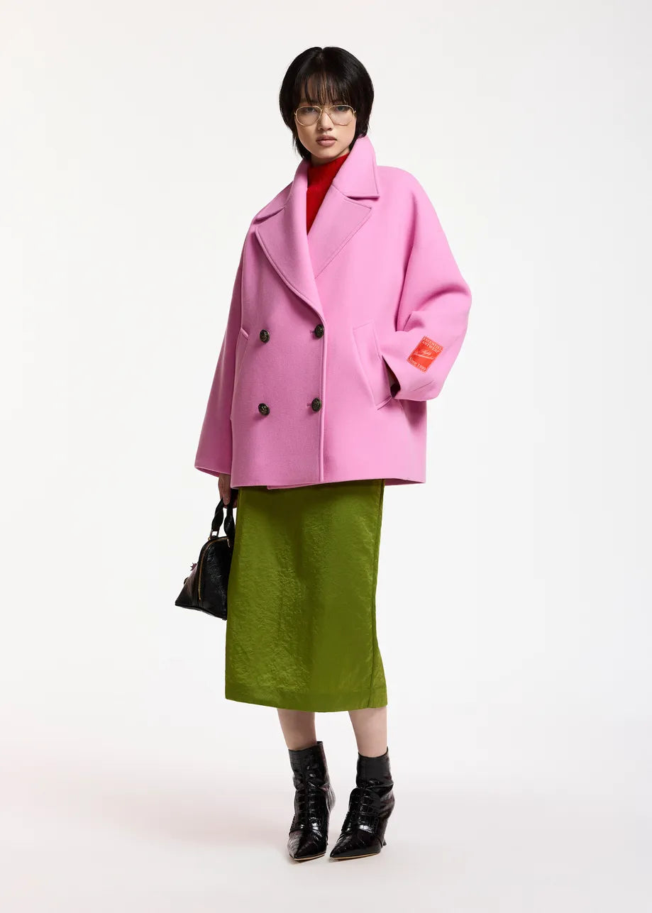 essentiel antwerp pink kidney oversized coat