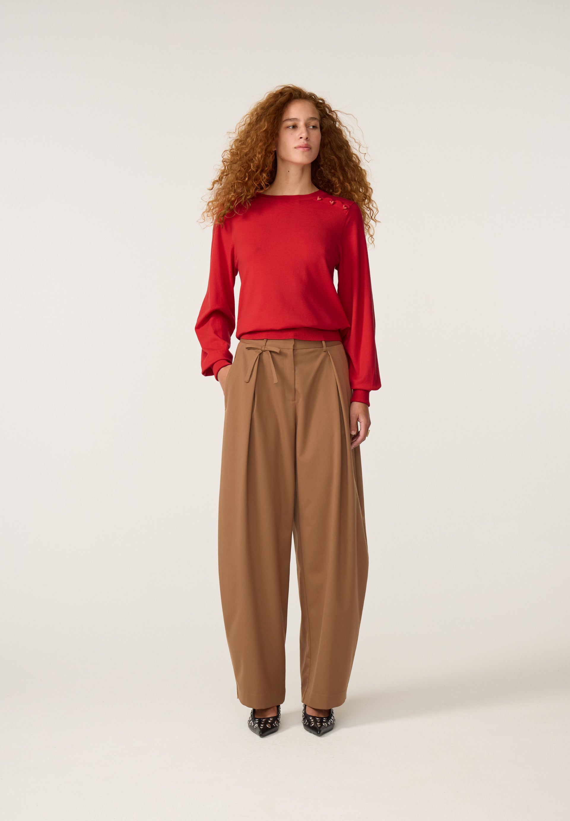 fabienne chapot tan charlot barrel leg trousers