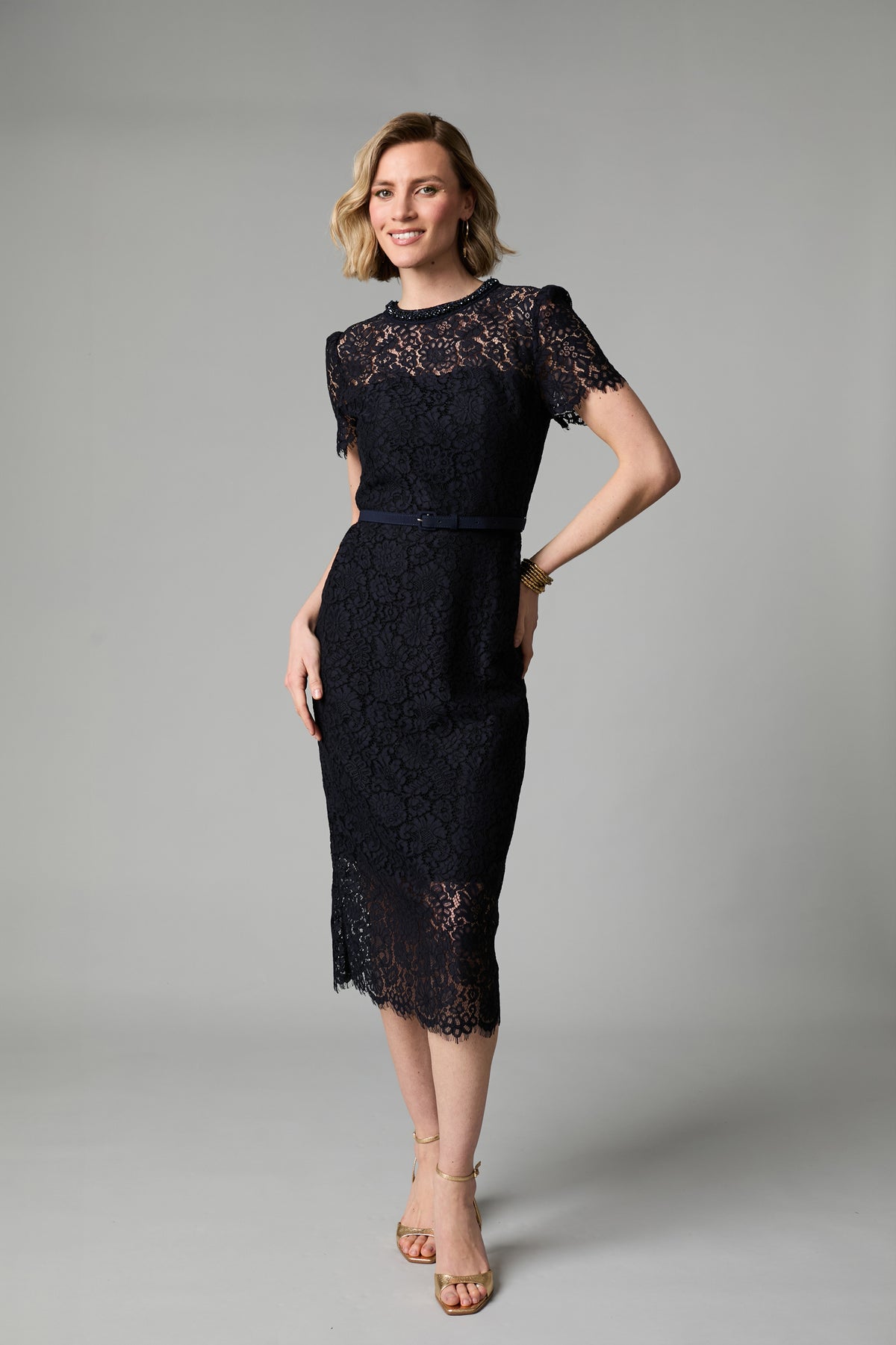 FEE G NAVY ANNABELLE LACE DRESS NECK TRIM 885B/147 fee g navy annabelle lace dress neck trim