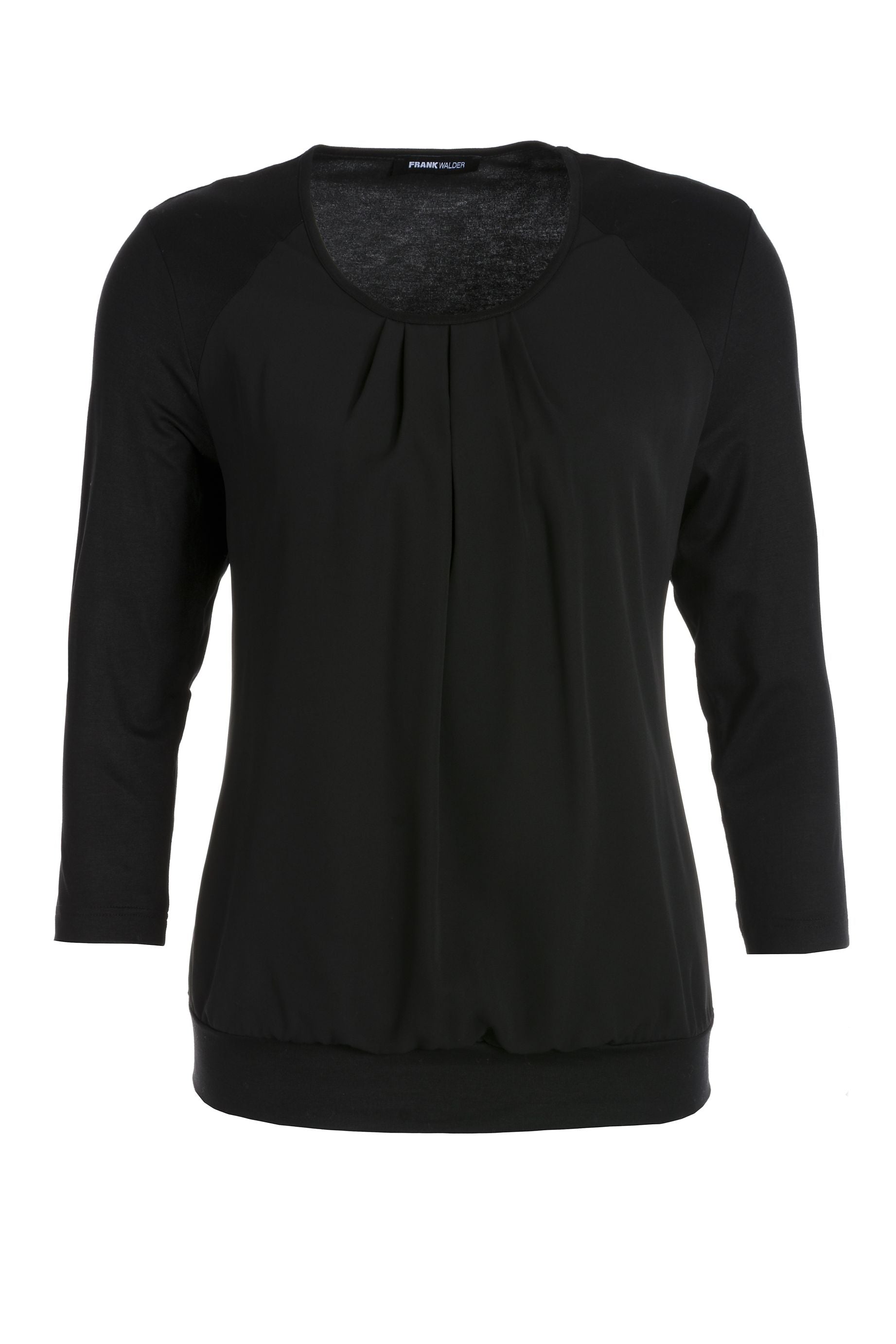 726422 frank walder black top with ruching everyday casual workwear