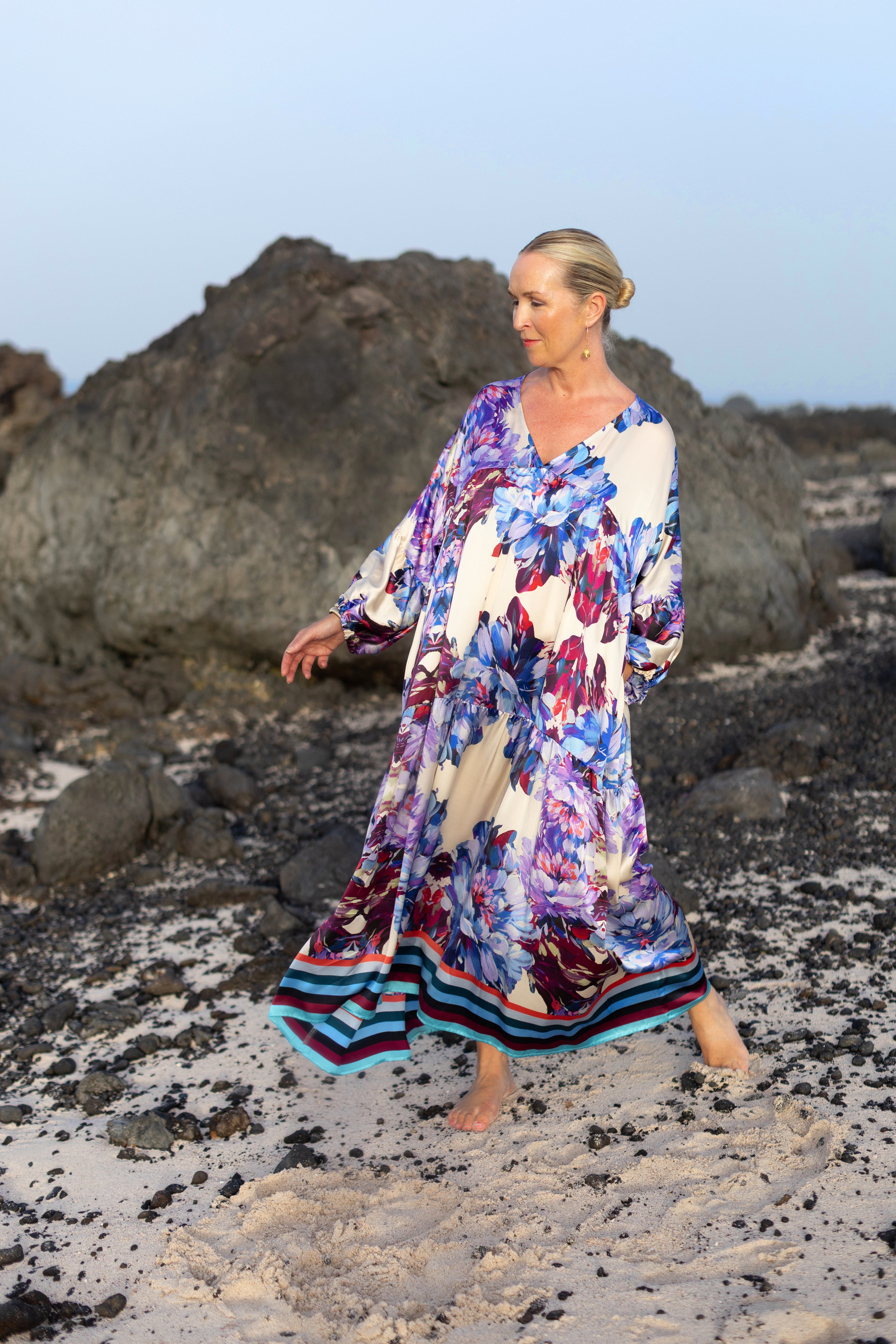 CAROLINE DUFFY DESIGNS FREYA SILK DRESS BLUE 225