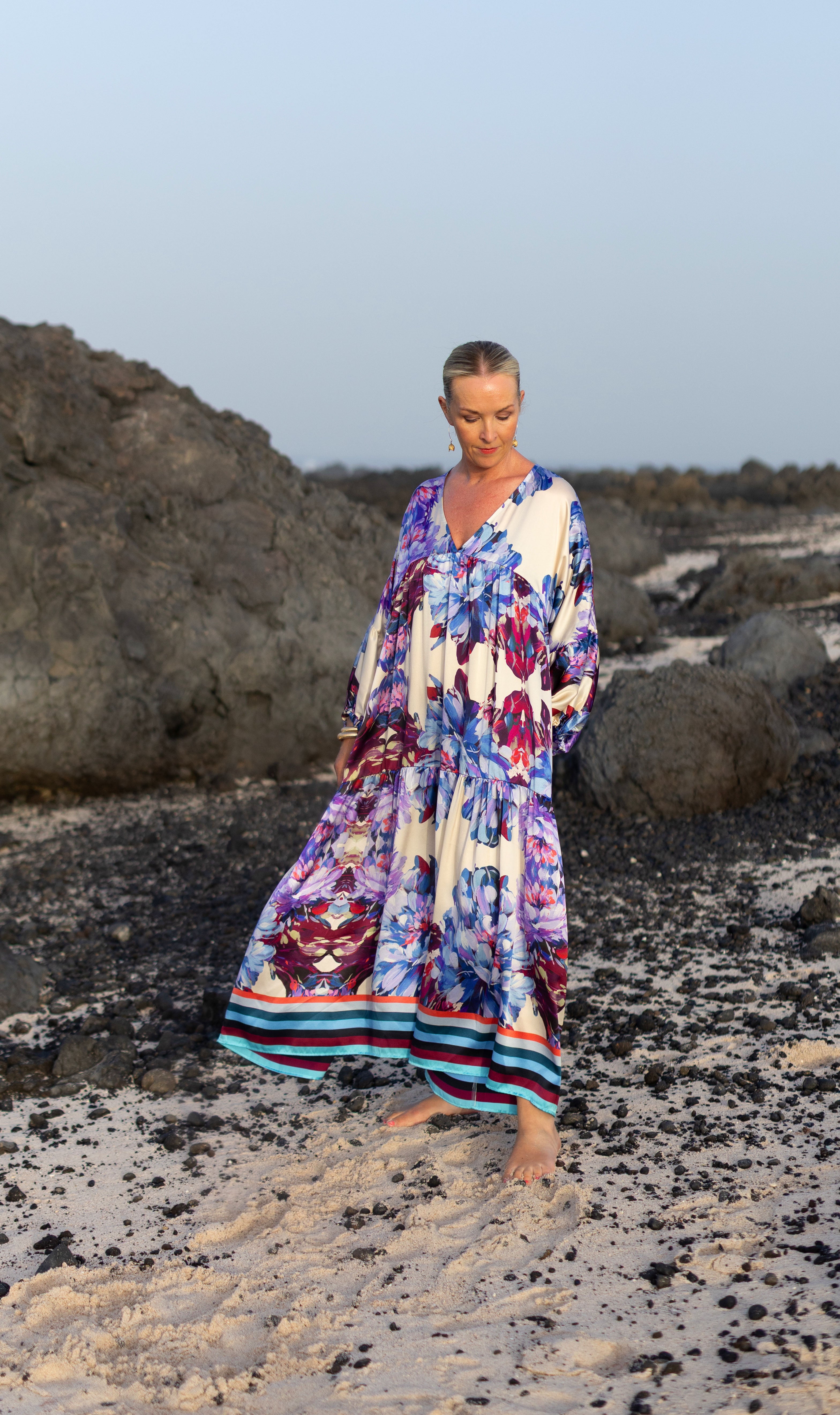 CAROLINE DUFFY DESIGNS FREYA SILK DRESS BLUE 225