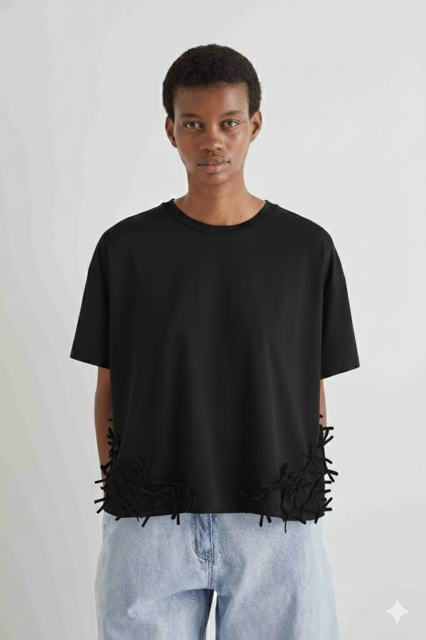 MEIMEIJ  BLACK TSHIRT M6PX01 126