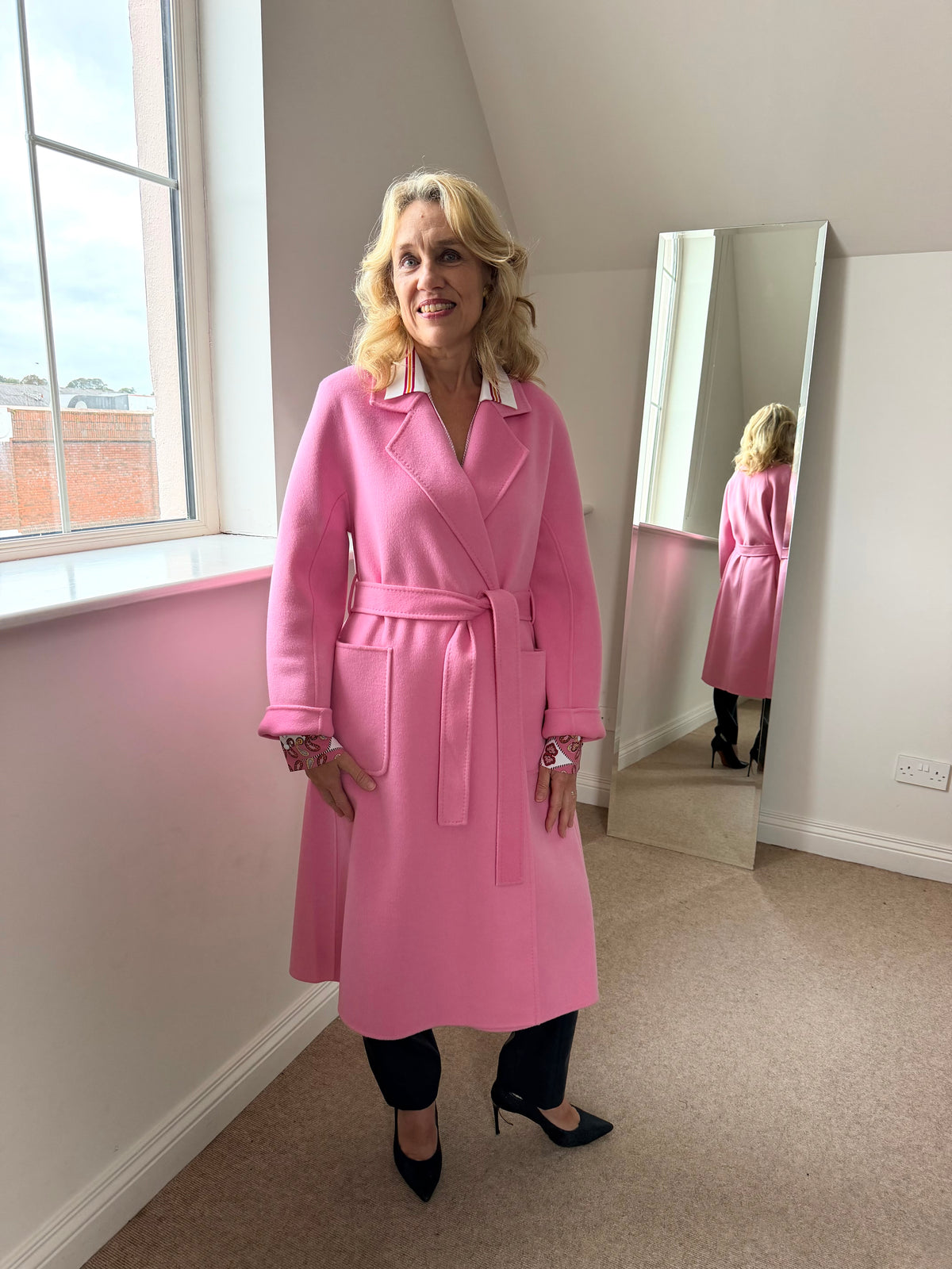 HERZENS ANGELEGENHEIT CANDY PINK BELTED COAT 6921 460 226 shop Macbees Killarney 100% Wool winter coat