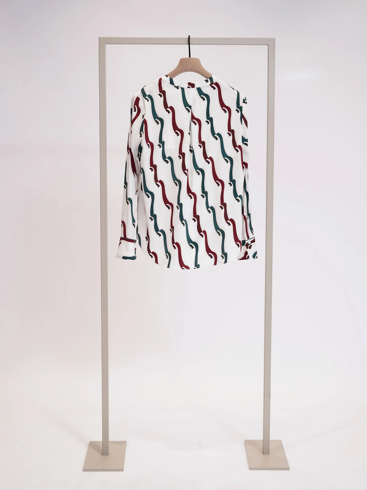 HERZENS ANGELEGENHEIT FOREST GREEN, burgundy and white silk blouse shop Macbees Killarney