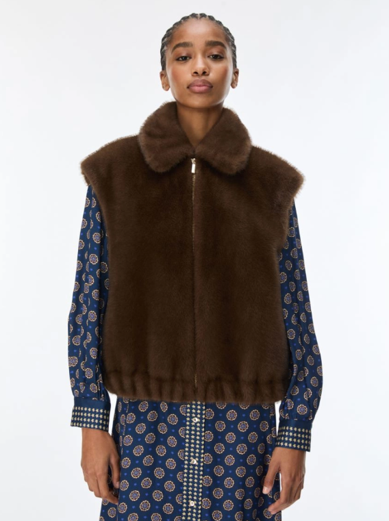 iblues brown fur gilet jacket iblepoche cosy 