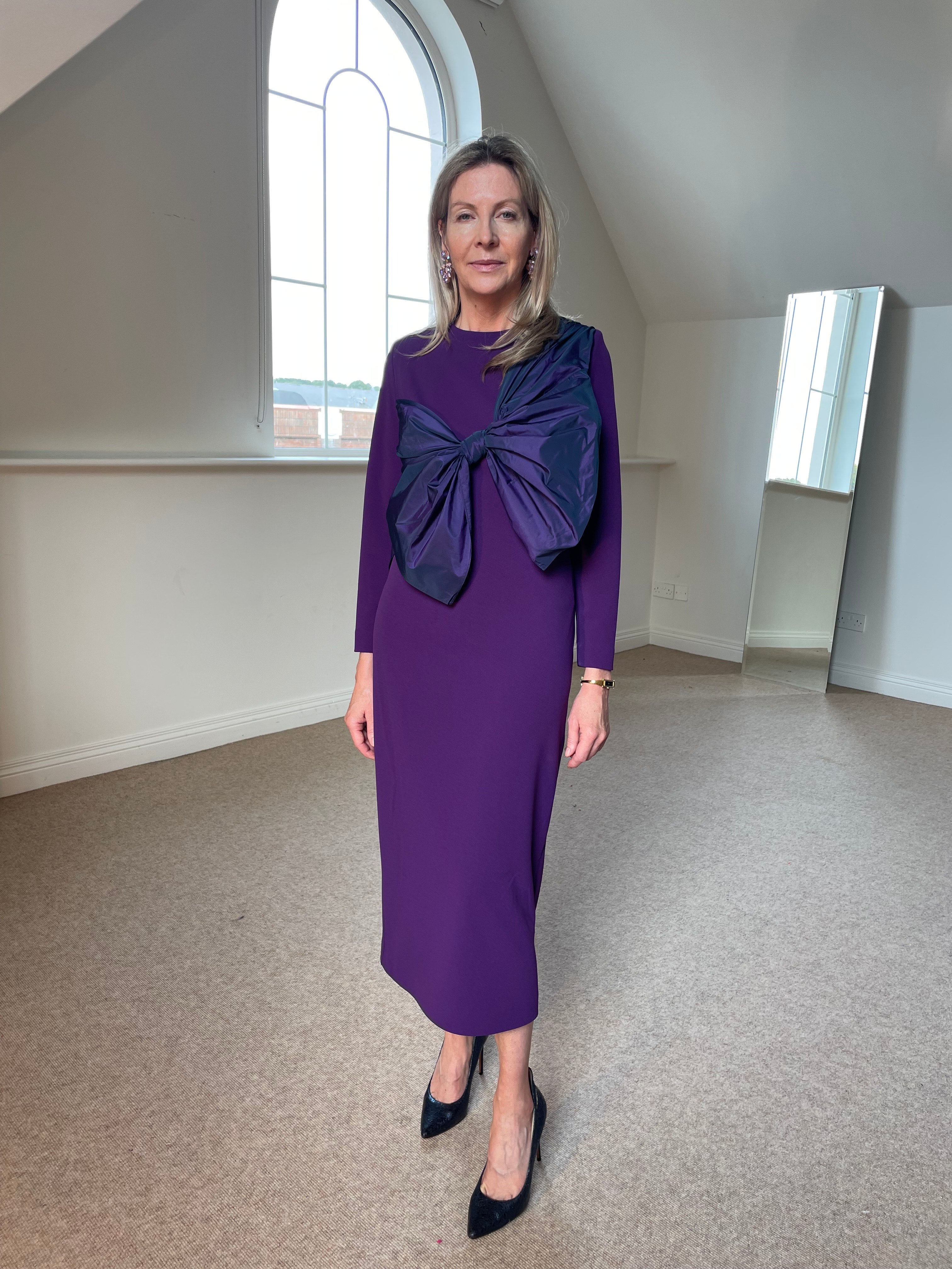 MOSKADA TAFFATA PURPLE  BOW DRESS 7106 225