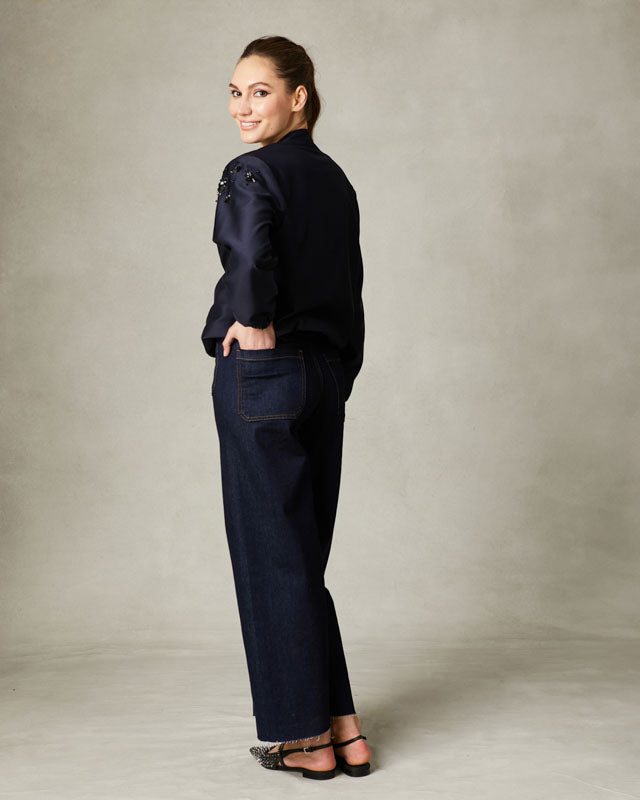FEE G  IRIS - BEADED BOMBER 603B/102  NAVY 225