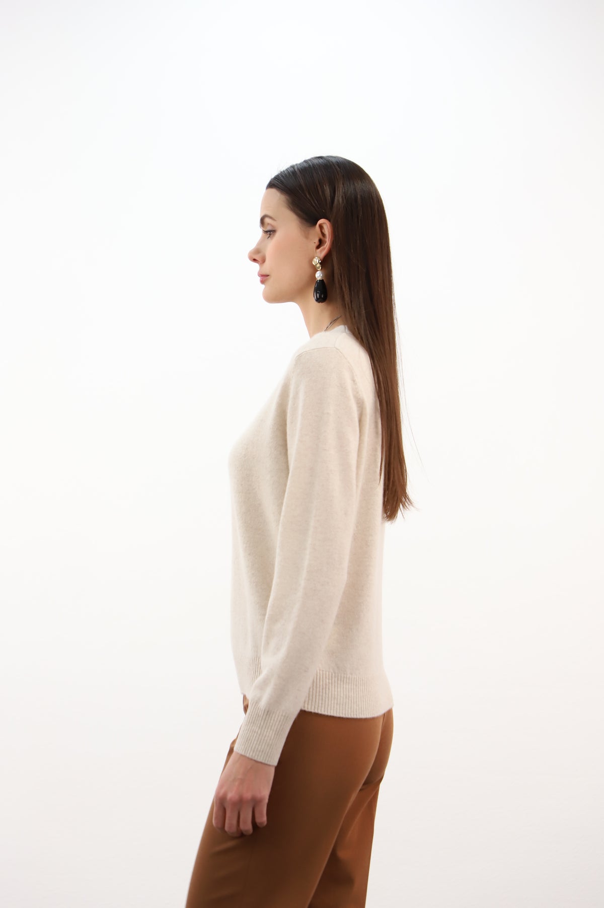 ESTHEME BEIGE ROUND NECK SPARKLE KNIT JF6W38C 226