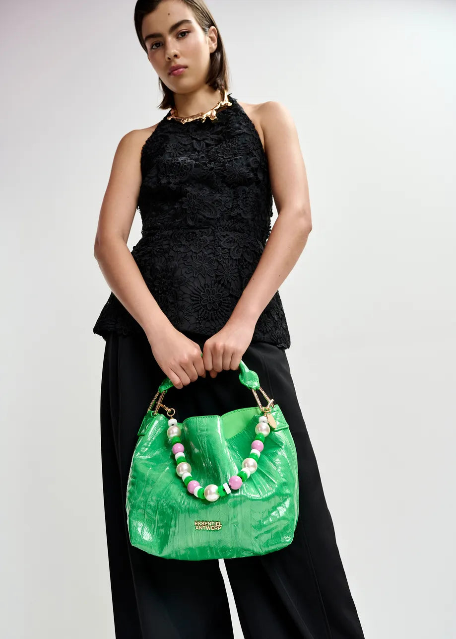 ESSENTIEL ANTWERP JHOSSI MINI PRINT SHOPPER BAG GREEN 126