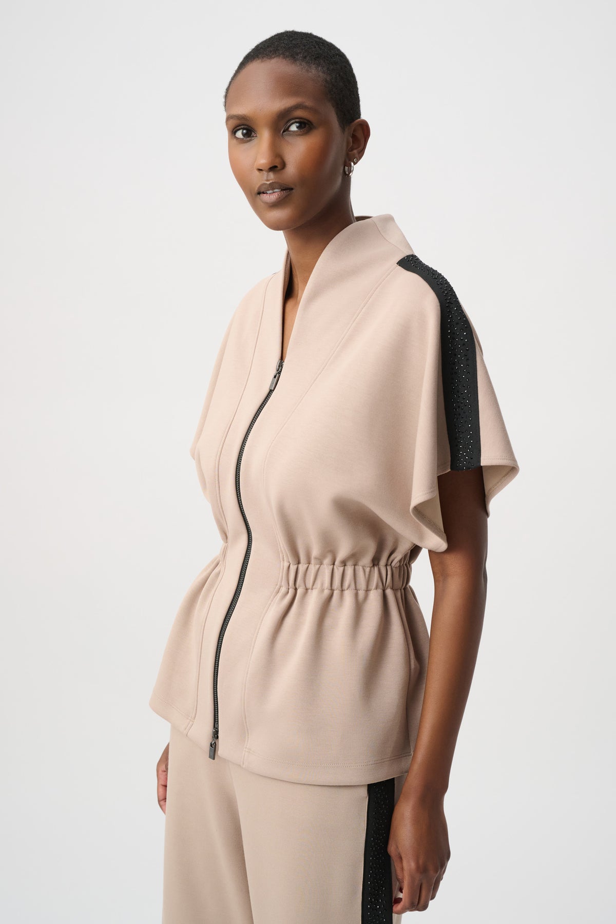 264624 4455 joseph ribkoff beige jacket wtih black stripe