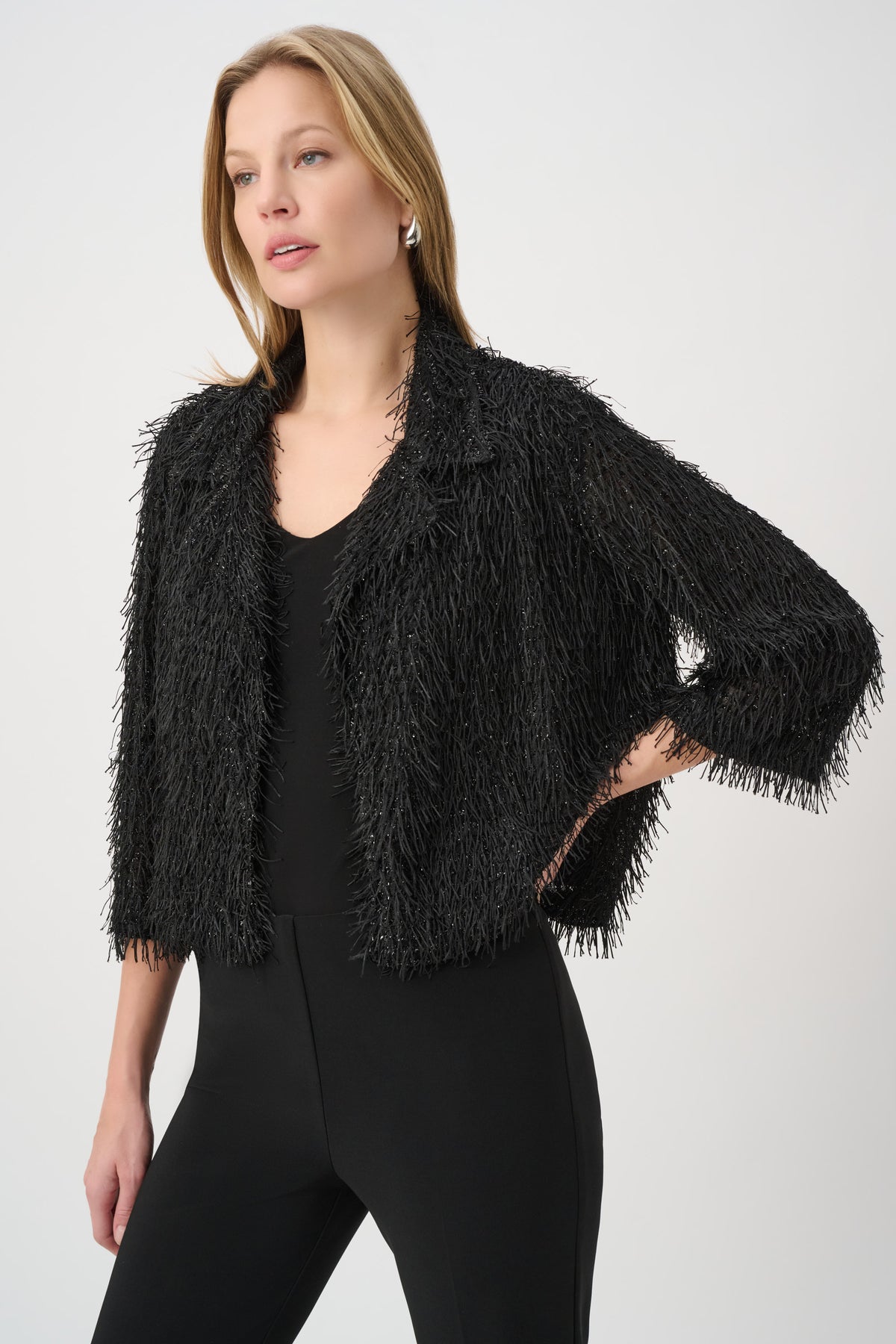 264128 11 joseph ribkoff black fringed blazer
