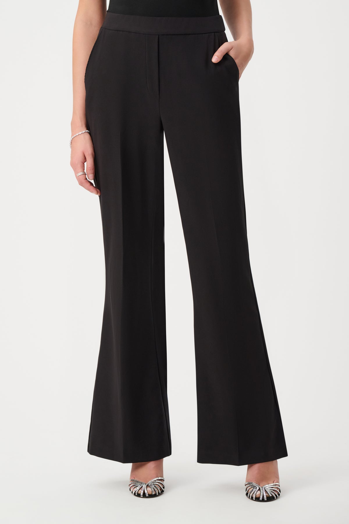 263746 11 joseph ribkoff black pants flared with centre pleat