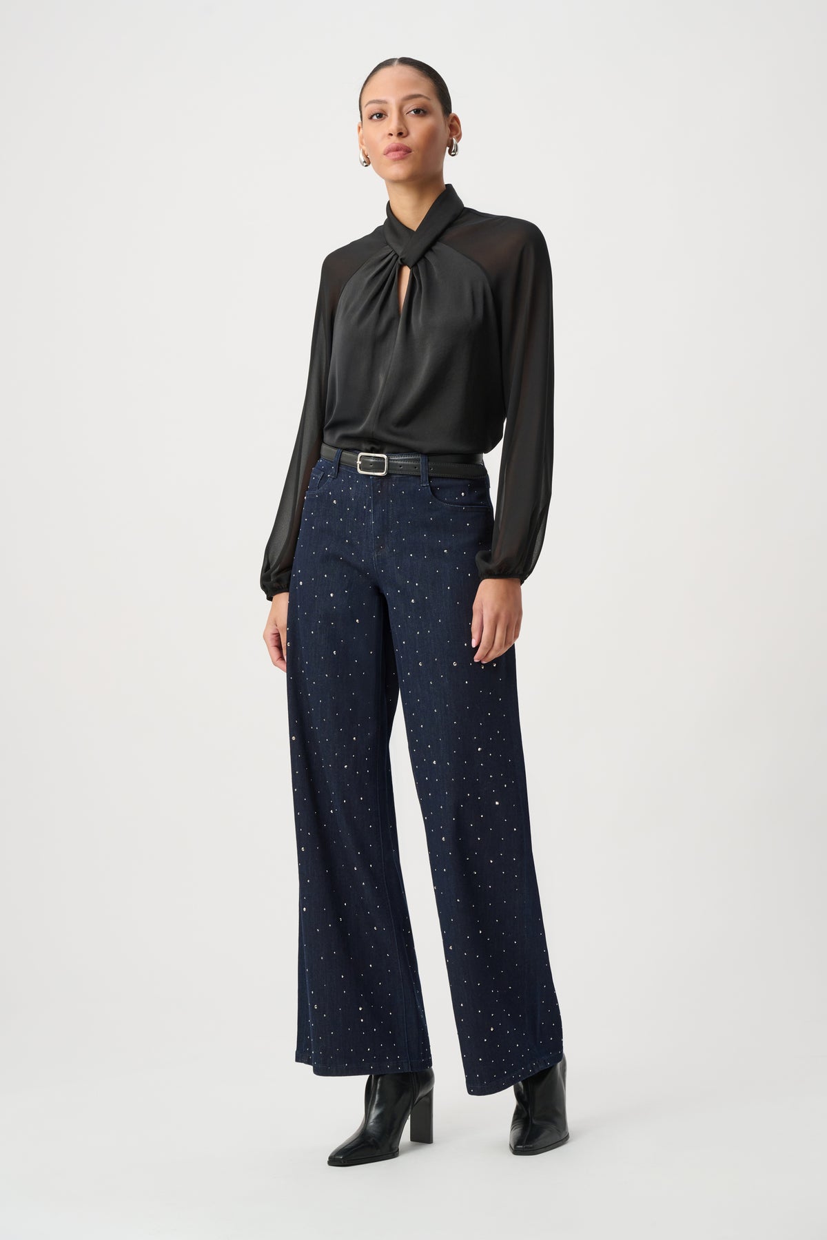 254921W26 3302 joseph ribkoff blue jeans with sparkle going out