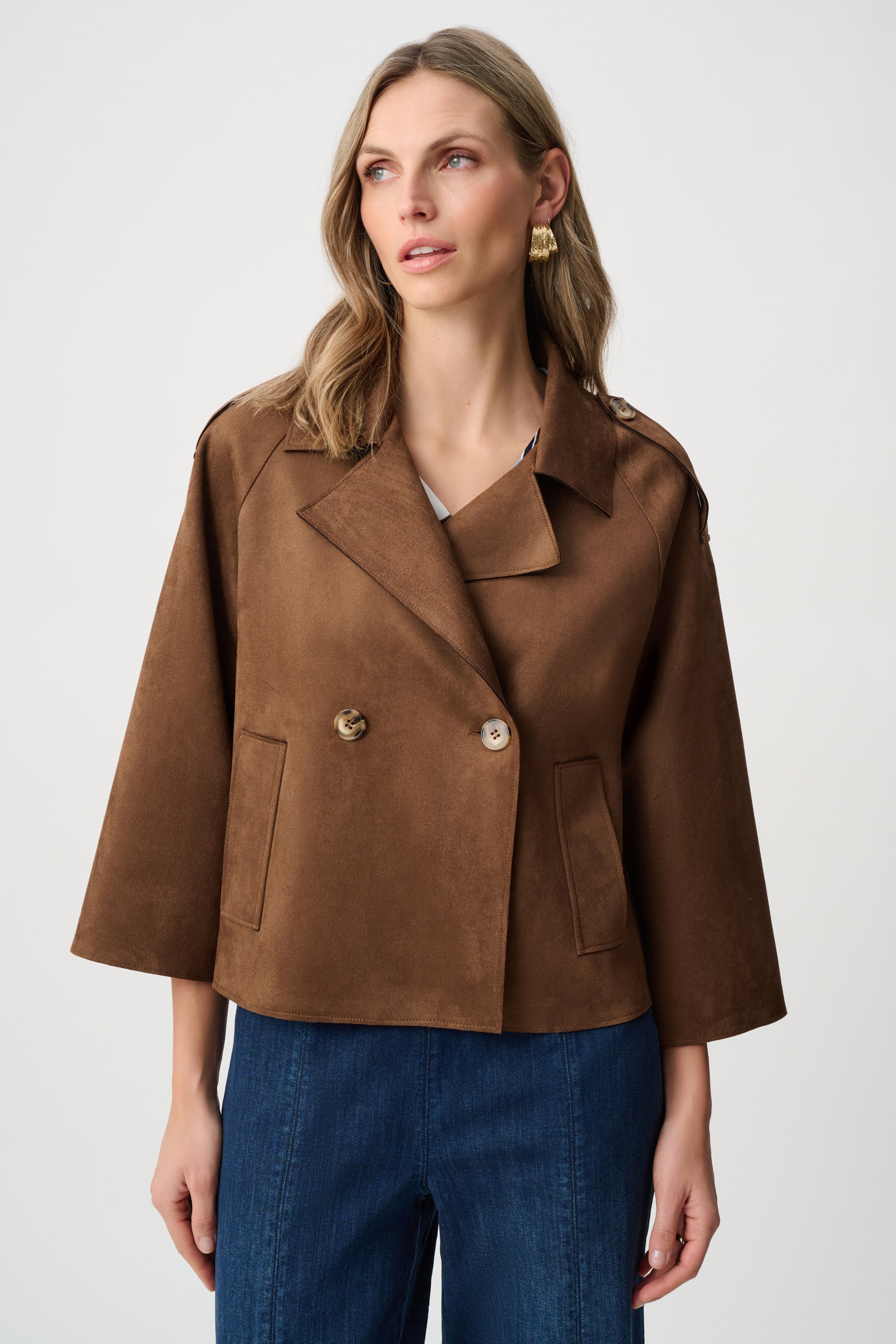 263000 15 joseph ribkoff brown boxy suede jacket