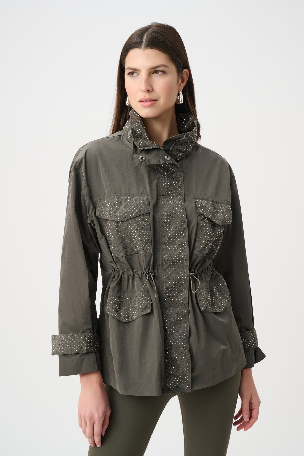 263633 3380 joseph ribkoff green coat sparkle embellished