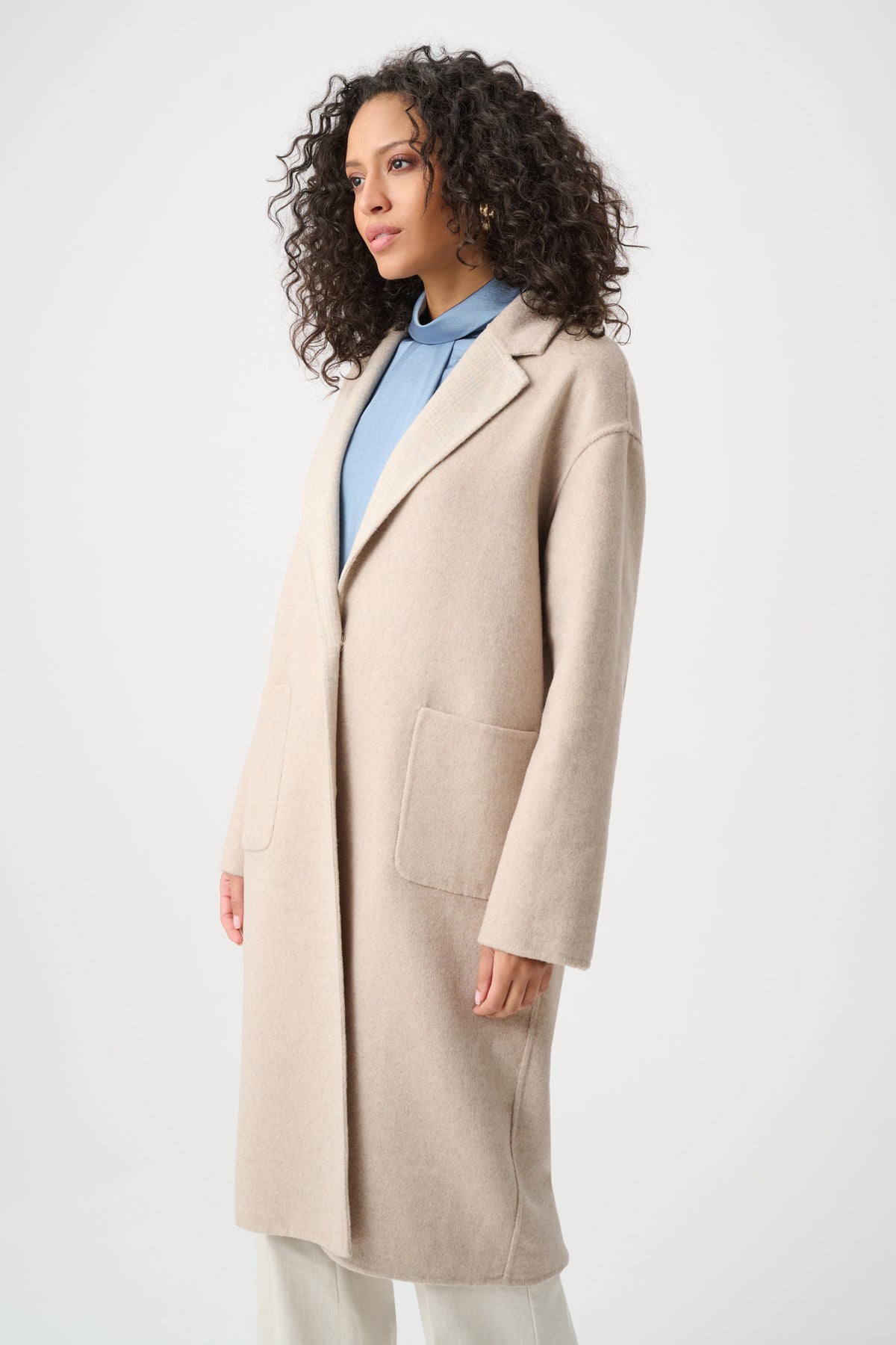 263913 4560 joseph ribkoff beige oatmeal single breasted car coat