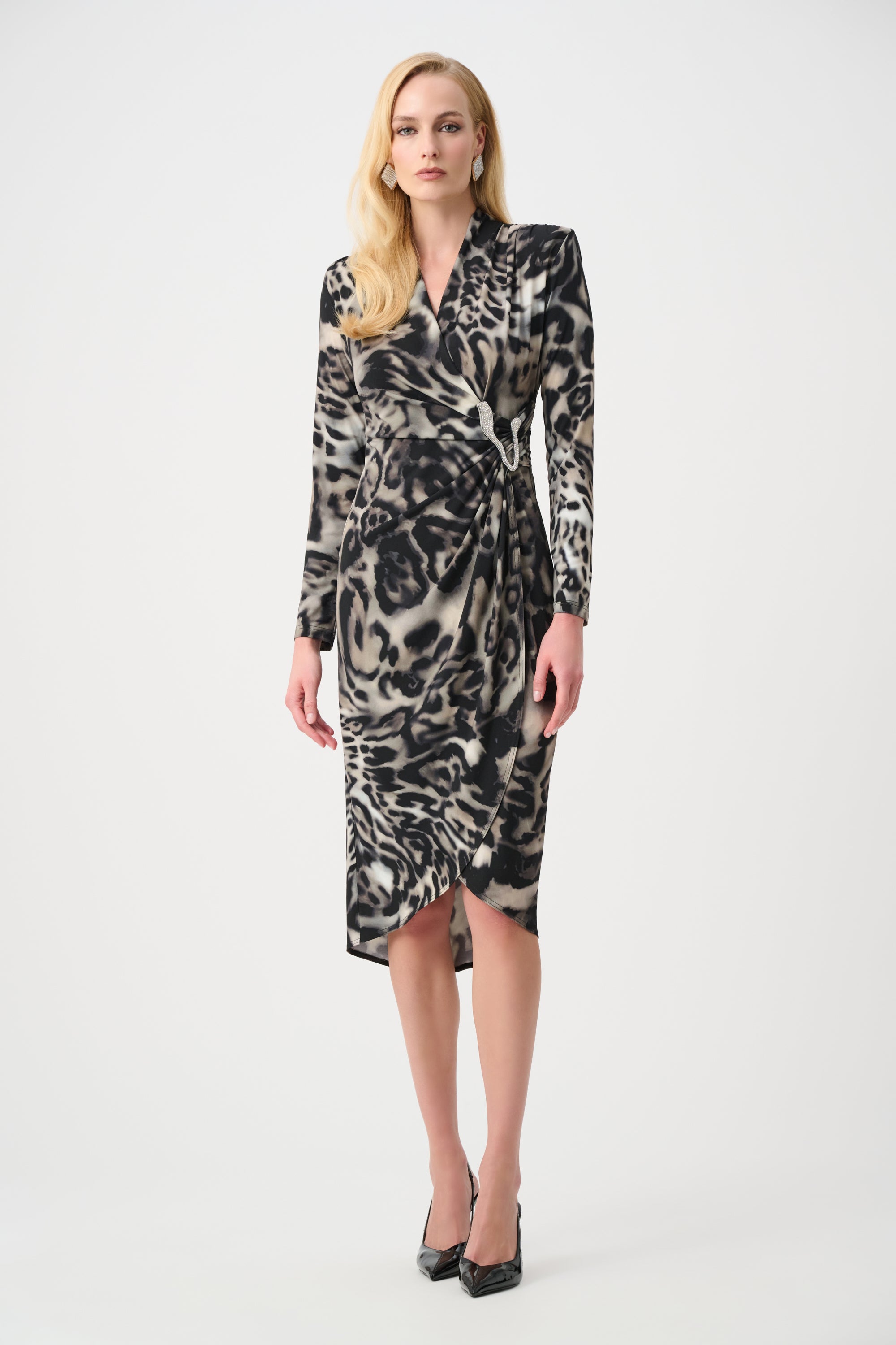 263710 1413 joseph ribkoff multi dress animal print wrap dress