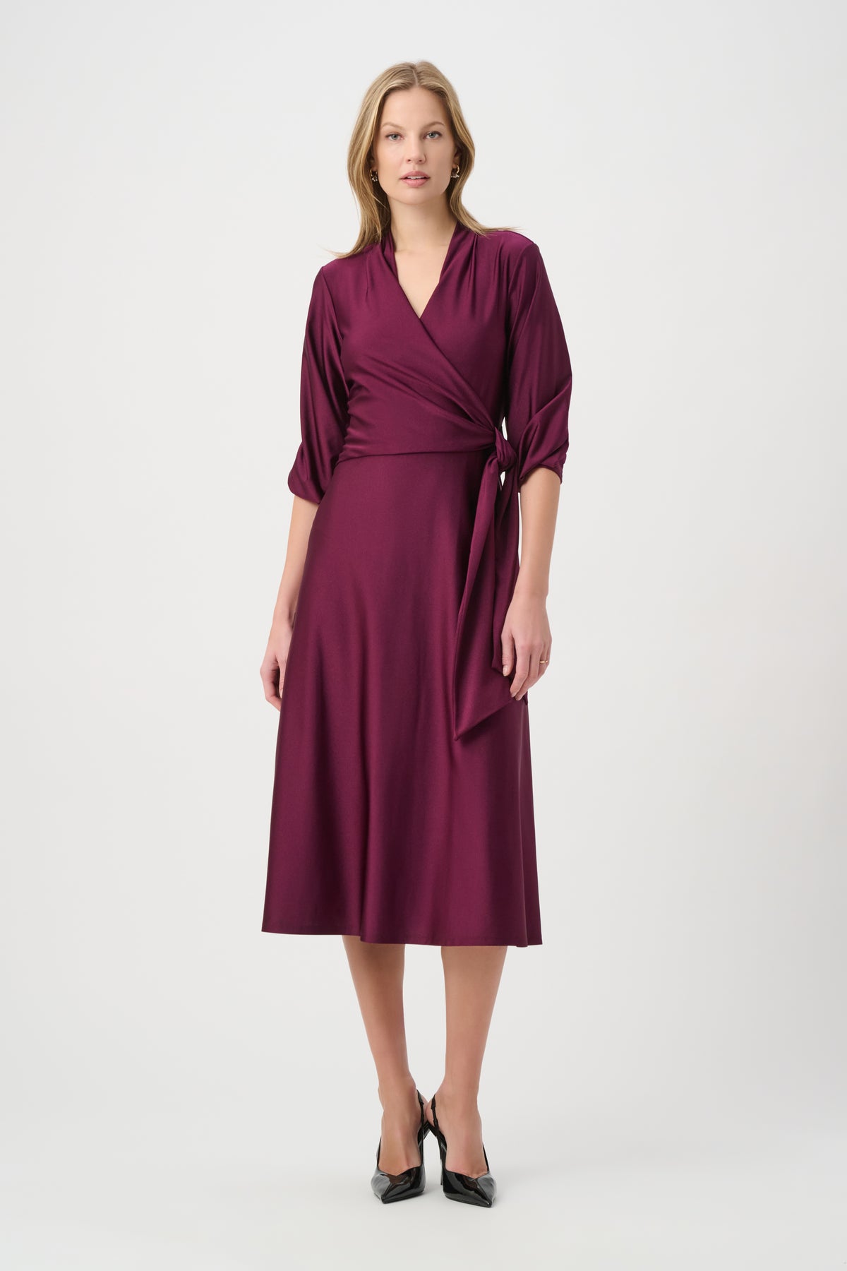 264070 4539 joseph ribkoff wine wrap midi dress