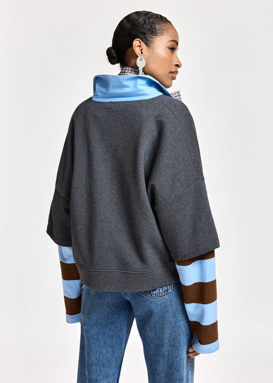 ESSENTIEL ANTWERP BLUE KANTELOU POLO SWEATSHIRT 226