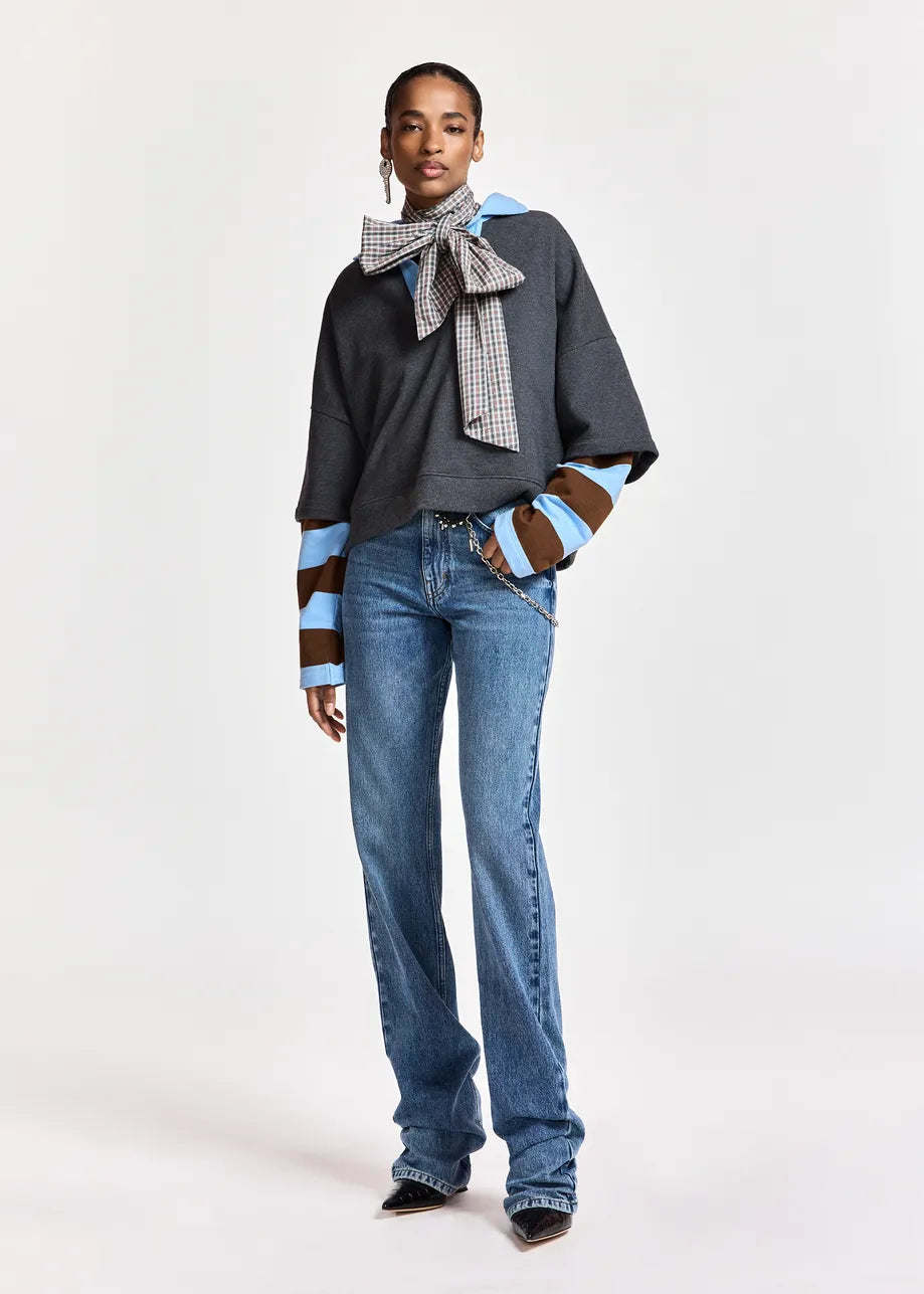 ESSENTIEL ANTWERP BLUE KANTELOU POLO SWEATSHIRT 226