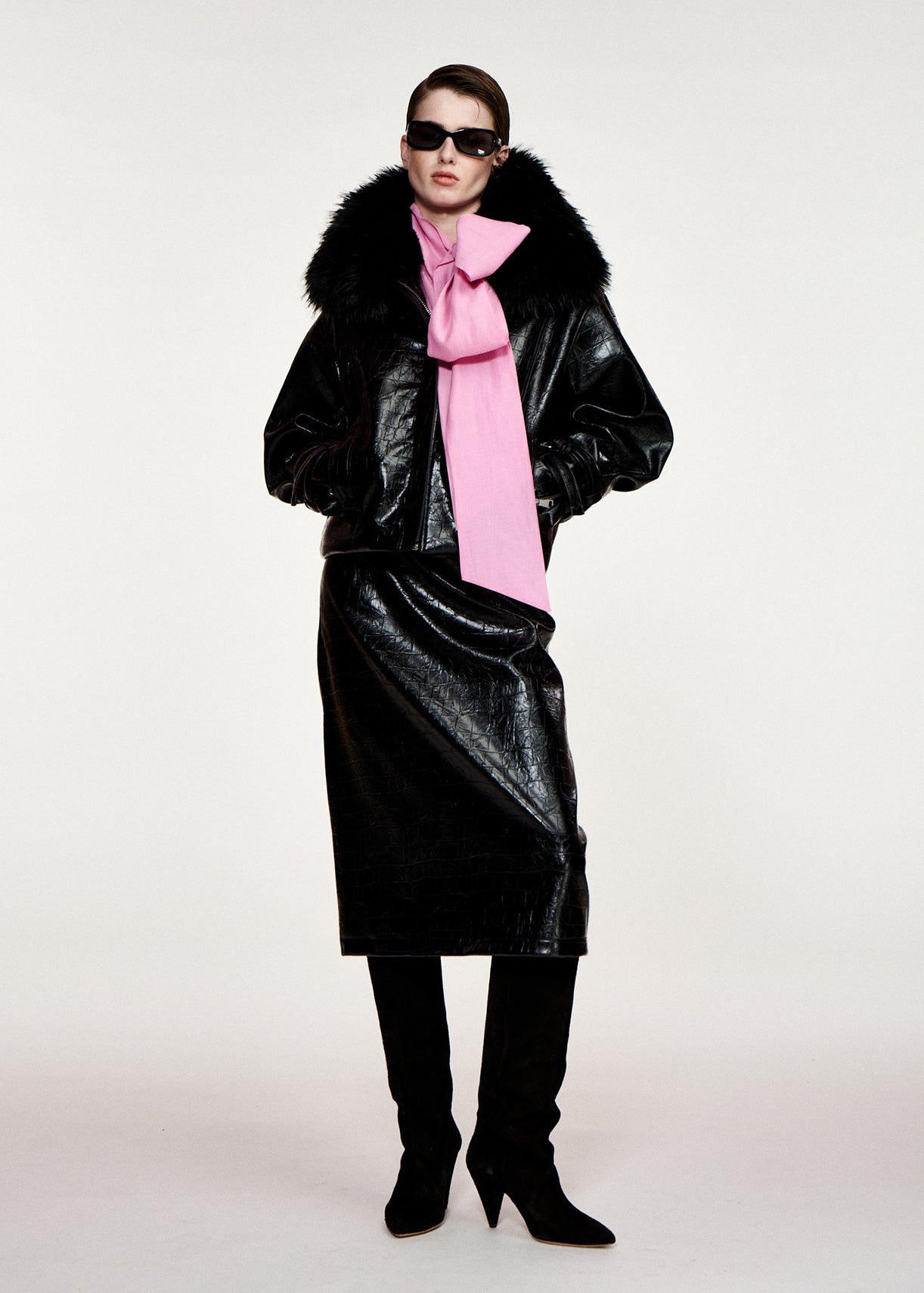 ESSENTIEL ANTWERP BLACK KIND FAUX LEATHER SKIRT 226
